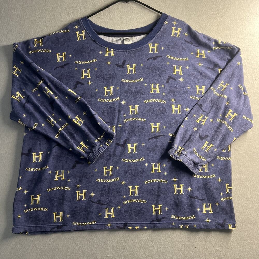 Harry Potter Hogwarts Long Sleeve Pajama Shirt Blue Size XXL